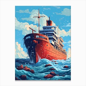 Ship In The Sea 1 Canvas Print