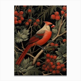Dark And Moody Botanical Cardinal 4 Canvas Print