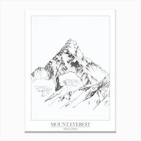 Mount Everest Nepal Tibet Line Drawing 4 Poster Canvas Print