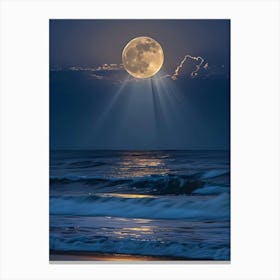 Full Moon Over The Ocean 15 Canvas Print