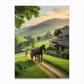 Horse Drawn Carriage In The Countryside 1 Canvas Print