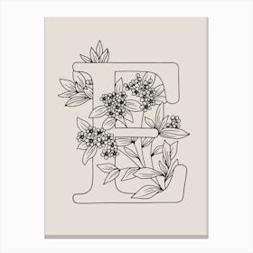 E FLORAL INITIAL Canvas Print