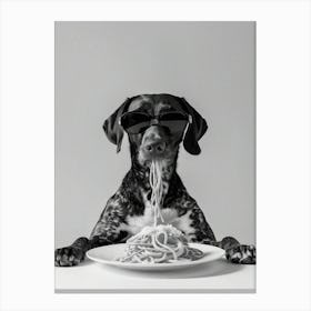 German Shorthaired Pointer Eating Pasta Canvas Print