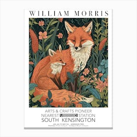 William Morris Print Fox And Cub Portrait Valentines Mothers Day Gift Botanical Canvas Print