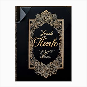 An Elegant Retro Styled Hand Drawn Calligraphy Of The Word Thank You Featuring A Graceful Scrip (2) Canvas Print