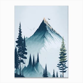 Mountain And Forest In Minimalist Watercolor Vertical Composition 296 Canvas Print