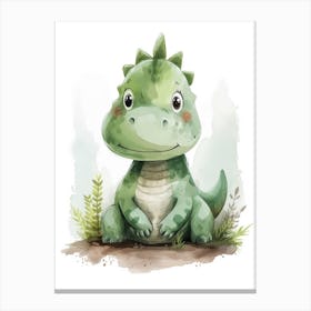 Cute Carnotaurus Dinosaur Watercolour 1 Canvas Print