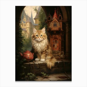 Cat & A Castle Rococo Style 1 Canvas Print