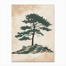 Cedar Tree Minimal Japandi Illustration 1 Canvas Print