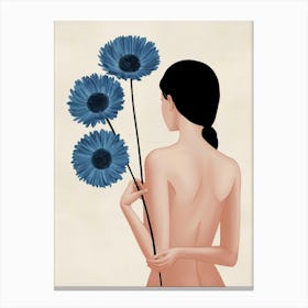 Woman Holding Flowers Canvas Print