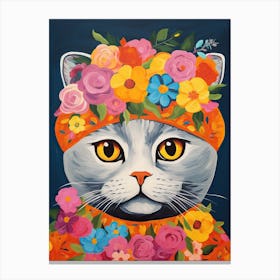 Scottish Fold Cat With A Flower Crown Painting Matisse Style 3 Canvas Print