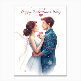 Happy Valentine'S Day - Love Couple Canvas Print