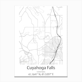 Cuyahoga Falls,United States Minimalist Map 1 Lienzo