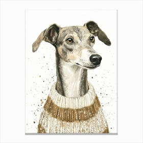 Whippet In Winter Woolly Jumper Canvas Print