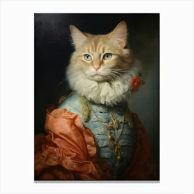 Royal Cat Portrait Rococo Style 8 Canvas Print