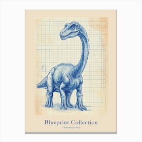 Camarasaurus Dinosaur Blue Print Sketch 1 Poster Canvas Print
