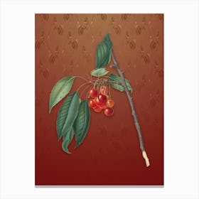 Vintage Cherry Botanical on Falu Red Pattern n.1797 Canvas Print