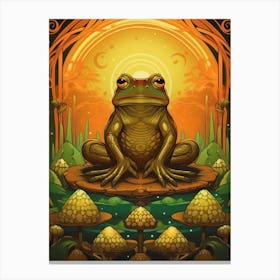 African Bullfrog On A Throne Storybook Style 9 Canvas Print