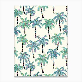 Hawaiian Christmas Tropical Palm Trees with Multicolor Christmas Lights Canvas Print