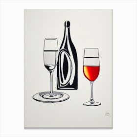 American Sparkling Wine Picasso 2 Line Drawing Cocktail Poster Canvas Print