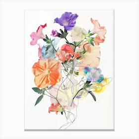 Petunia 1 Collage Flower Bouquet Canvas Print