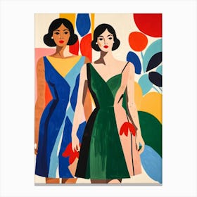 Two Women In Dresses Canvas Print