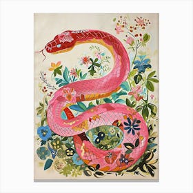 Floral Animal Painting Snake 3 Canvas Print