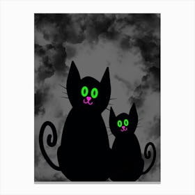 Black Cats With Green Eyes Canvas Print