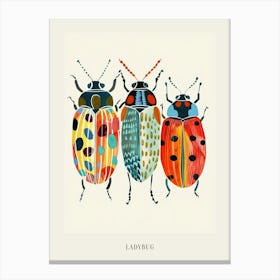 Colourful Insect Illustration Ladybug 26 Poster Canvas Print