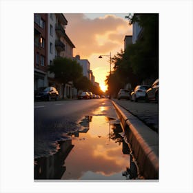 Serene Street Reflection Canvas Print