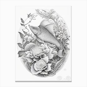 Hikari Moyo Koi 1, Fish Haeckel Style Illustastration Canvas Print