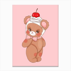 Cute Cherry Teddy Bear Canvas Print