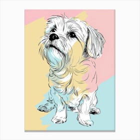 Maltese Dog Pastel Line Illustration  3 Canvas Print
