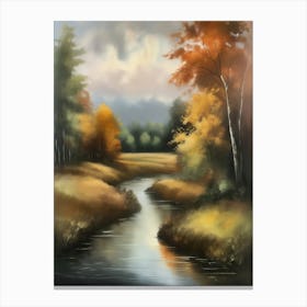 Autumn forest river.Printable Wall Art, Vintage Landscape, Farmhouse Wall Decorations, Vintage Landscape Oil Painting.11 Canvas Print