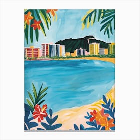 Travel Poster Happy Places Honolulu 4 Canvas Print