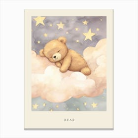 Sleeping Baby Bear Cub 1 Nursery Poster Canvas Print