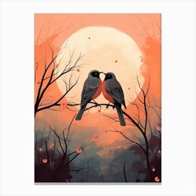 Two Birds On A Branch Canvas Print