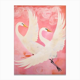 Pink Ethereal Bird Painting Swan 1 Canvas Print