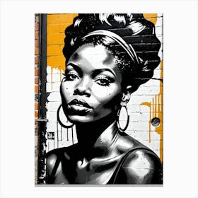 Vintage Graffiti Mural Of Beautiful Black Woman 99 Canvas Print