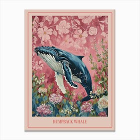Floral Animal Painting Humpback Whale 4 Poster Canvas Print