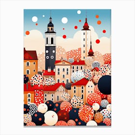 Prague, Illustration In The Style Of Pop Art 3 Canvas Print