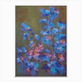 Abstract blue and pink flowers in soft pastels Canvas Print