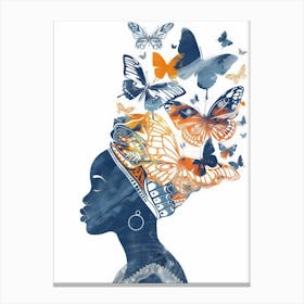 African Woman With Butterflies 2 Canvas Print