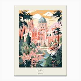 Petra, Jordan   Cute Botanical Illustration Travel Poster Canvas Print