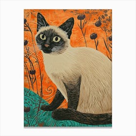 Balinese Cat Relief Illustration 4 Canvas Print