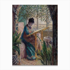 Madame Monet Embroidering, Claude Monet Canvas Print