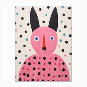 Pink Polka Dot Rabbit 3 Canvas Print