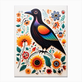 Scandinavian Bird Illustration Raven 2 Canvas Print