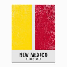 Vintage Minimalist New Mexico State Flag Colors With Motto Canvas Print