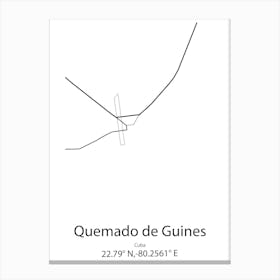 Quemado De Guines,Cuba Minimalist Map Canvas Print